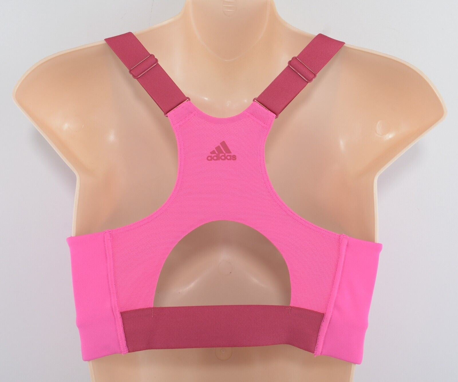 ADIDAS Women's Ultimate Alpha 3Bar Sports Bra, Screaming Pink, size S (UK 8-10)