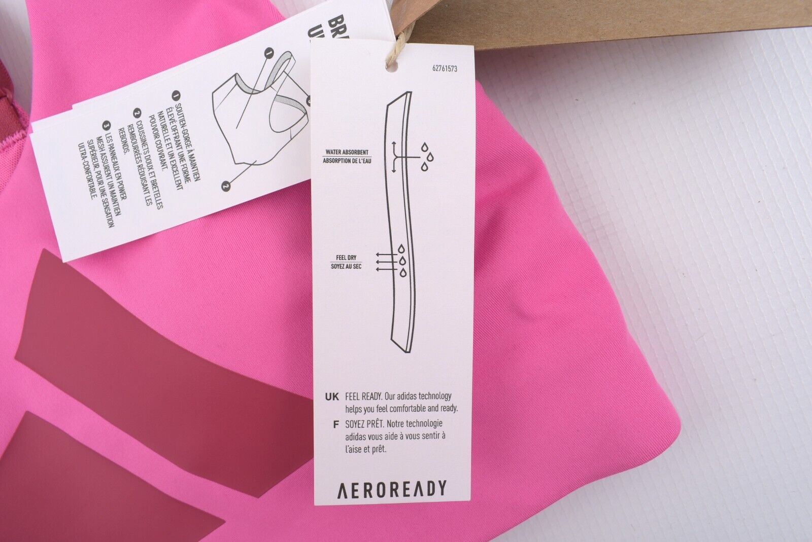 ADIDAS Women's Ultimate Alpha 3Bar Sports Bra, Screaming Pink, size S (UK 8-10)