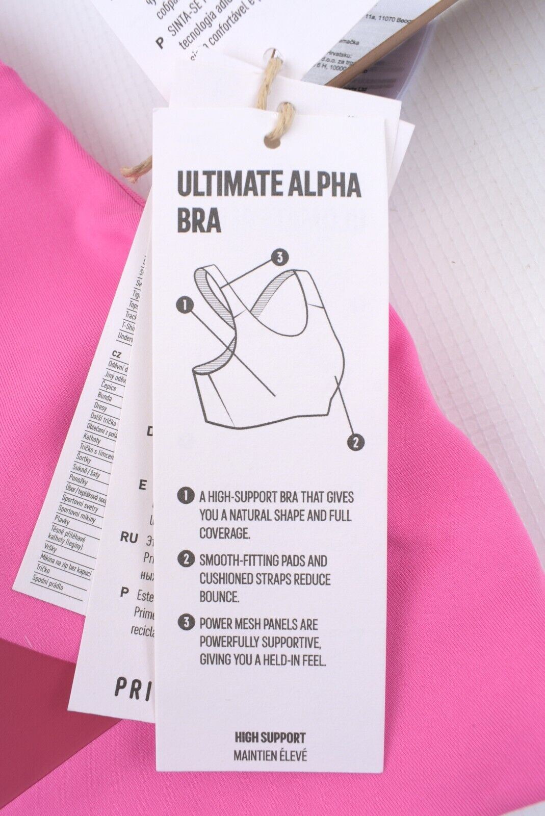 ADIDAS Women's Ultimate Alpha 3Bar Sports Bra, Screaming Pink, size S (UK 8-10)