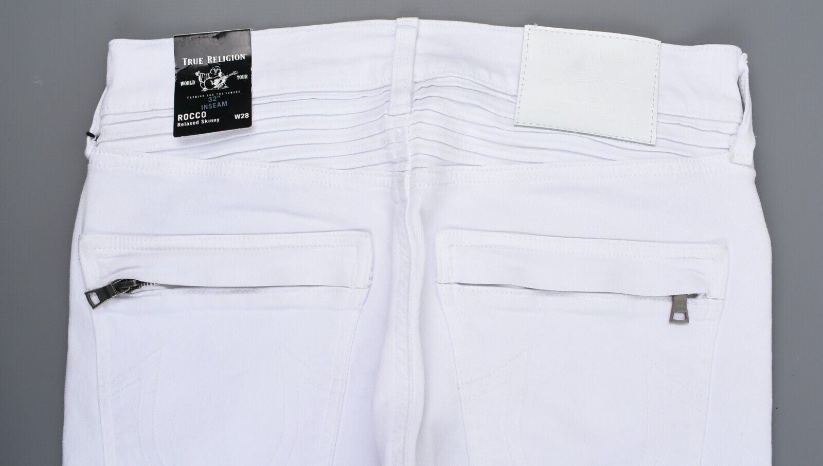 TRUE RELIGION Men's ROCCO relaxed Skinny Jeans, White, size W28 L32