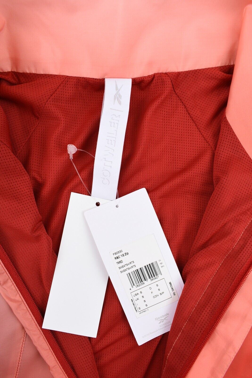 COTTWEILER x REEBOK Men's 1/2 Zip Lightweight Anorak Jacket, Red, size SMALL
