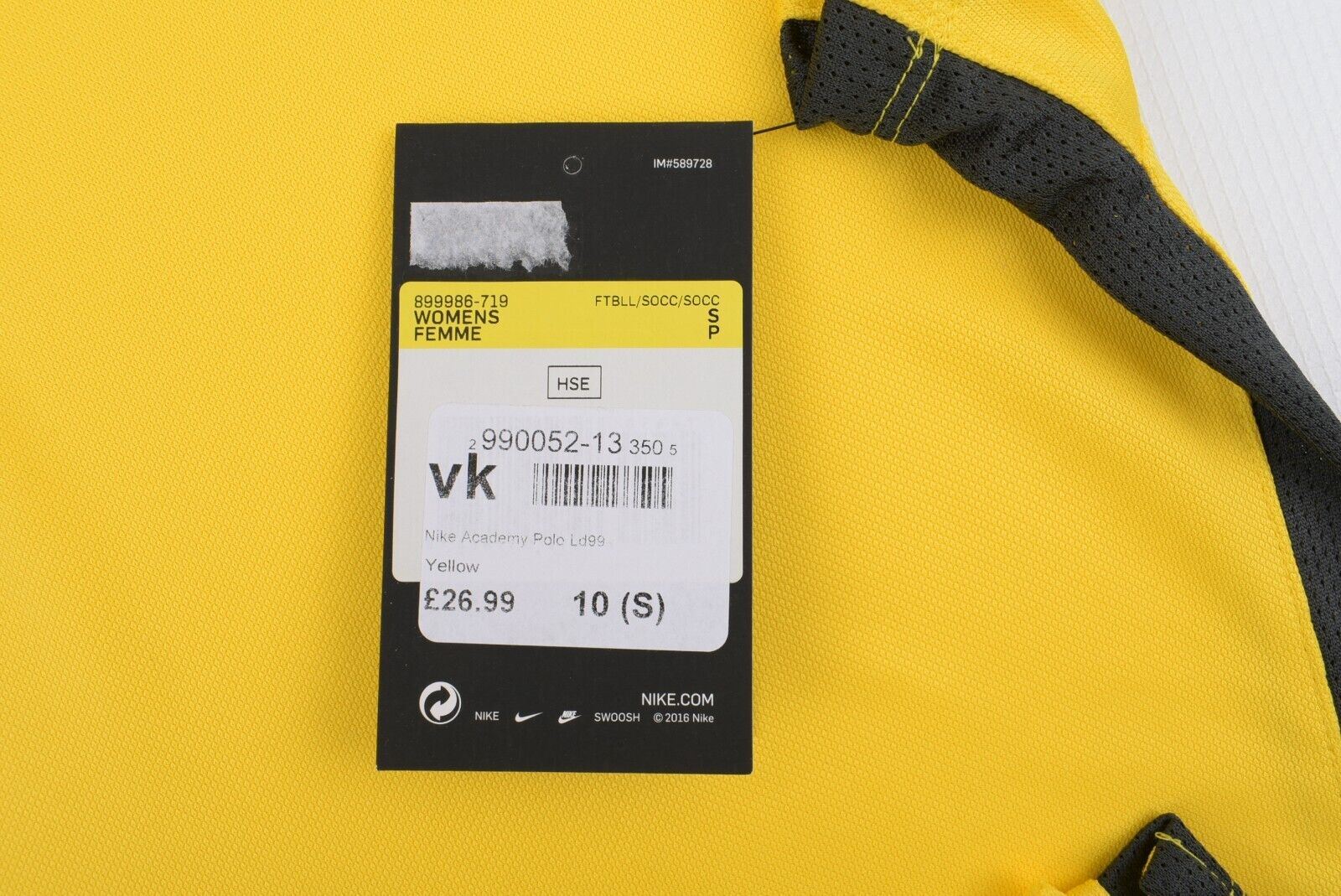 NIKE Dri-Fit Women's ACADEMIC POLO Shirt, T-shirt, Yellow, size S /UK 10