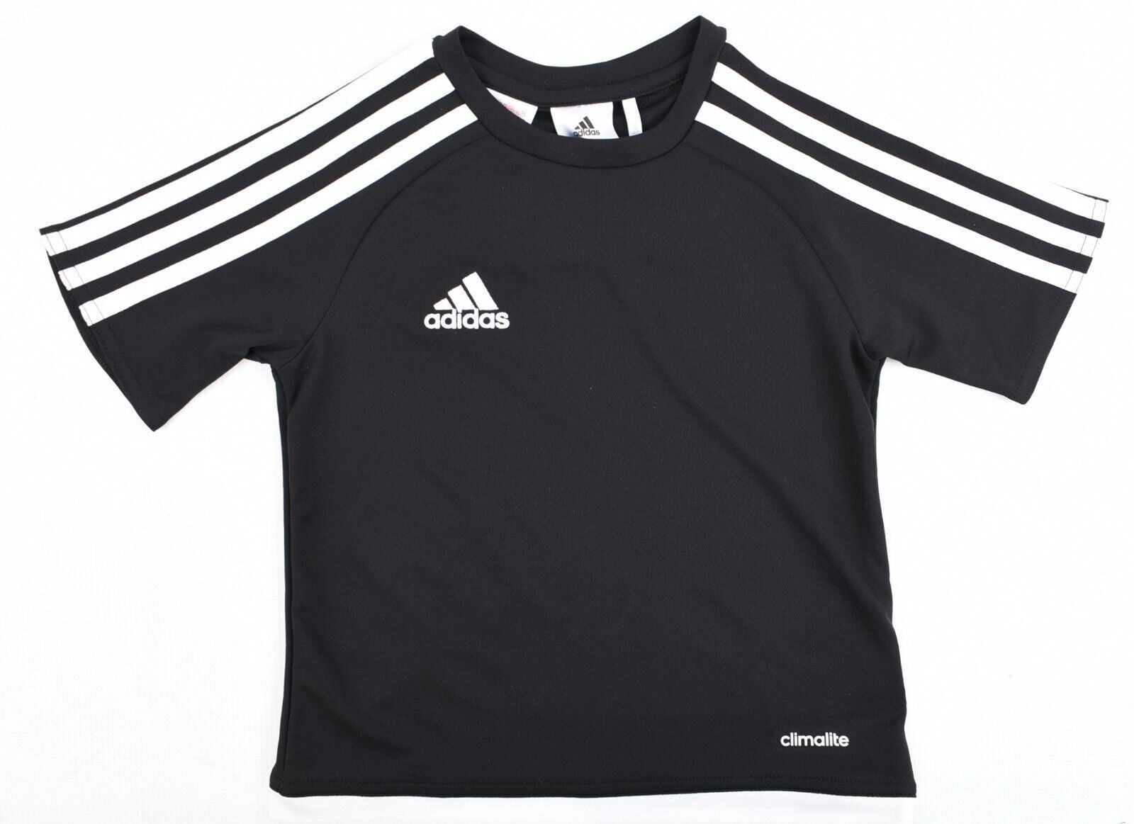 NIKE Kids' 3 Stripe ESTRO Tee, Activewear T-shirt, Black/White, size 3-4 years