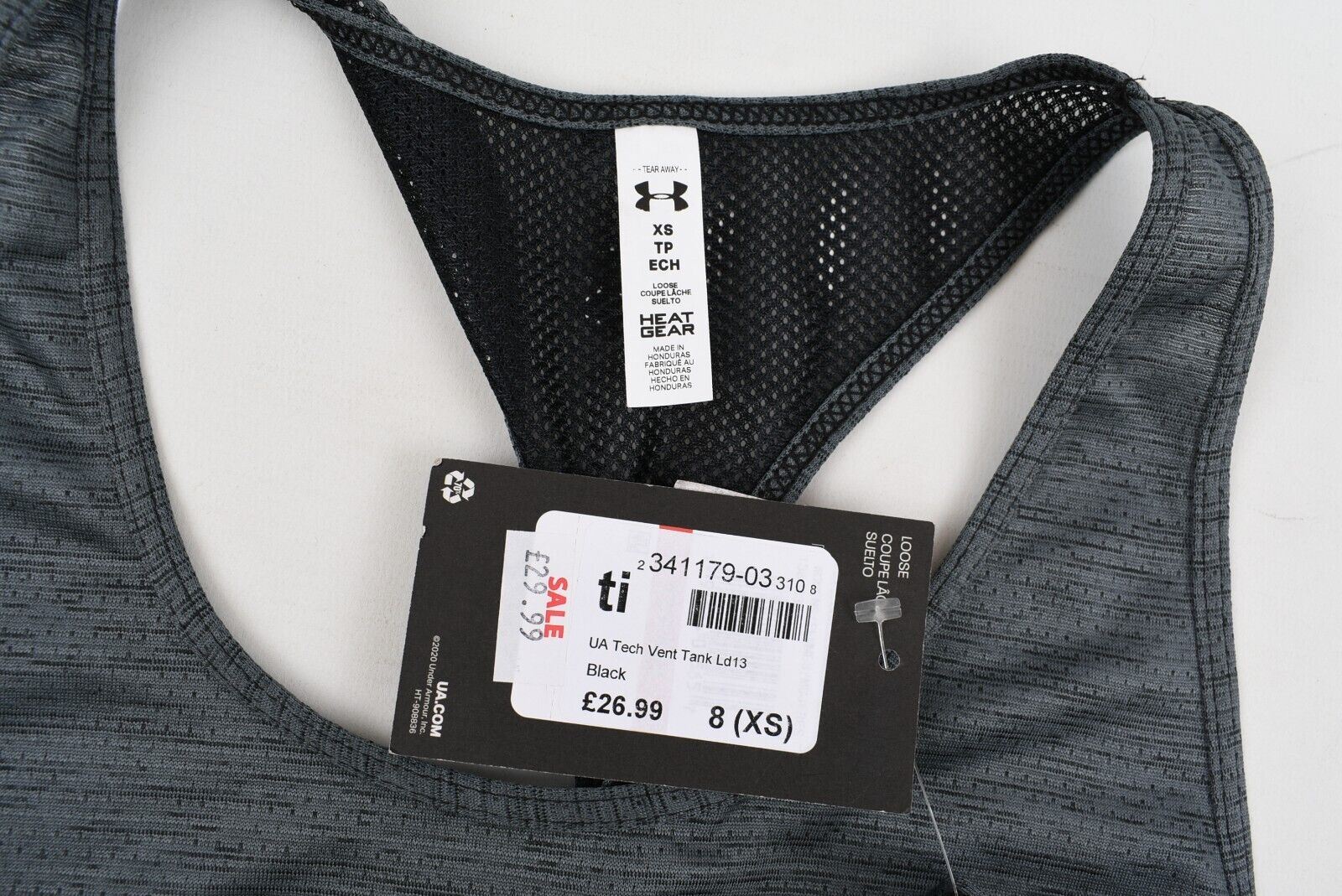 UNDER ARMOUR Women's Tech Vent HeatGear Workout Tank Top, Grey, size XS /UK 8