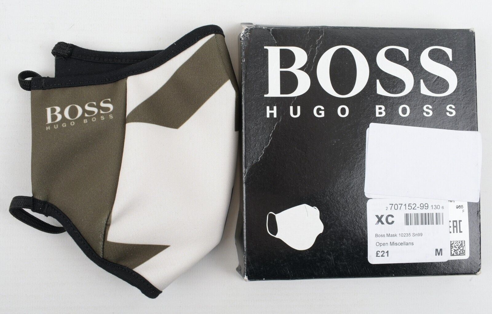 HUGO BOSS Reusable Fabric Face Mask, Olive Green, Unisex - size M