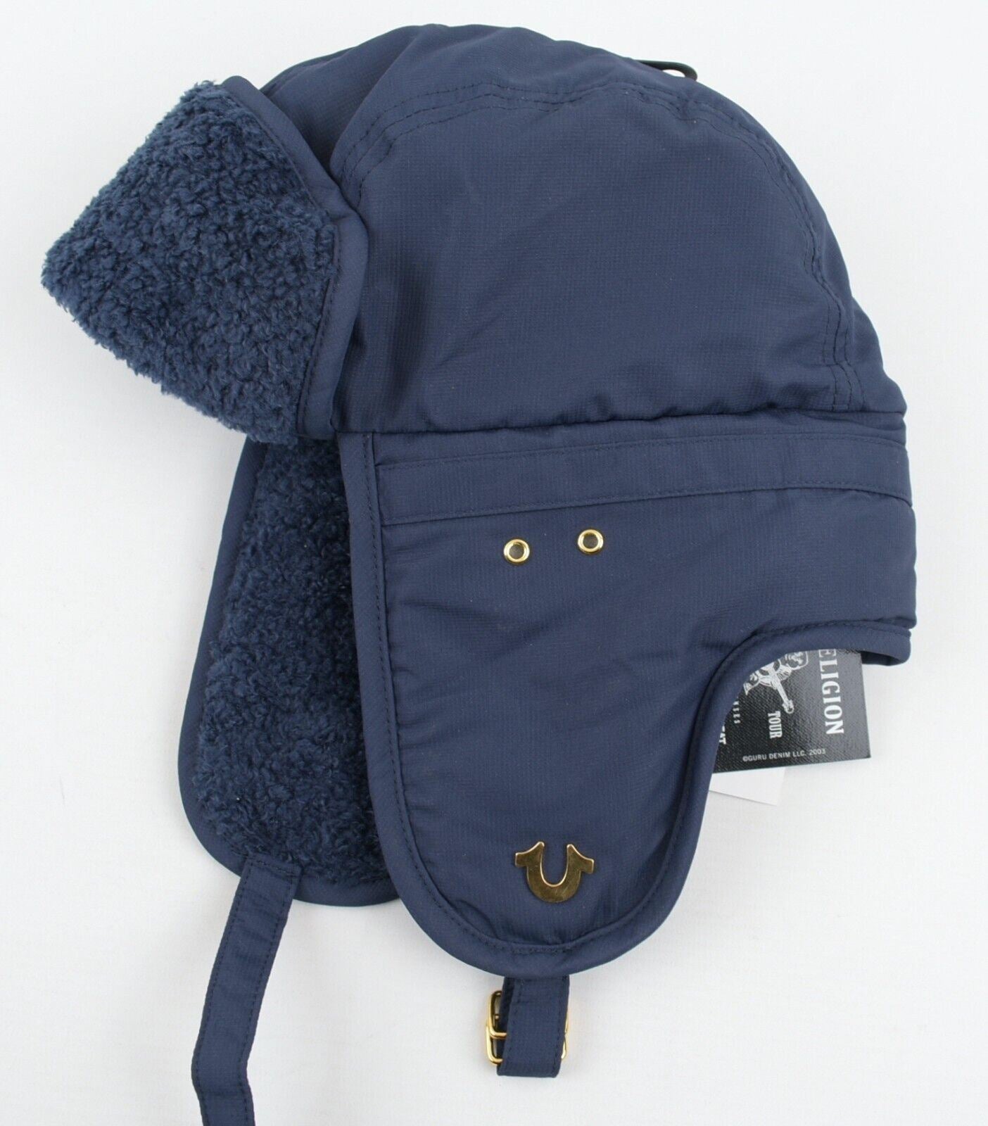 TRUE RELIGION Men's Trapper Hat, Navy Blue, size L/XL