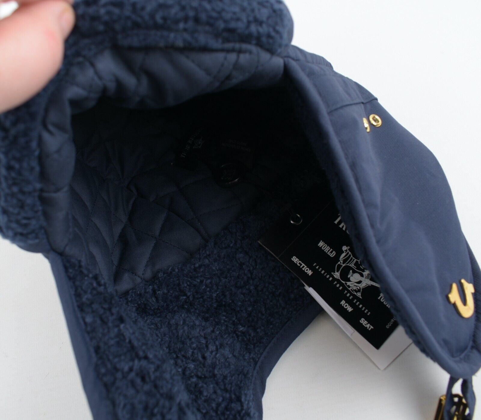 TRUE RELIGION Men's Trapper Hat, Navy Blue, size L/XL