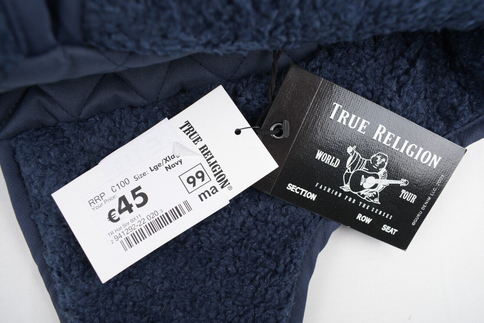 TRUE RELIGION Men's Trapper Hat, Navy Blue, size L/XL