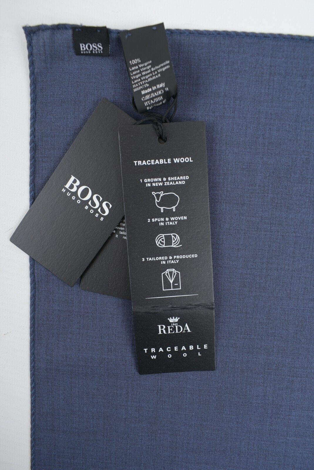 HUGO BOSS Pocket Square /Rolled Scarf  100% Wool, Dark Blue, 33x33cm