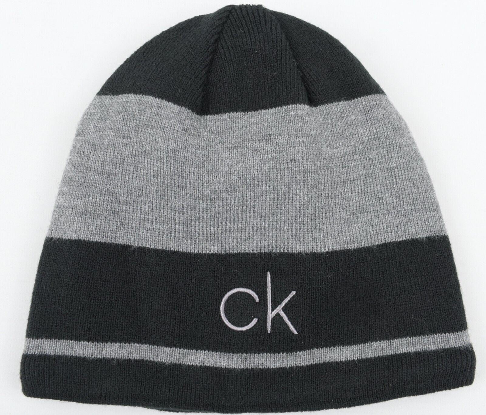 CALVIN KLEIN GOLF Men's Reversible Beanie Hat, Black/Grey, One Size Adult