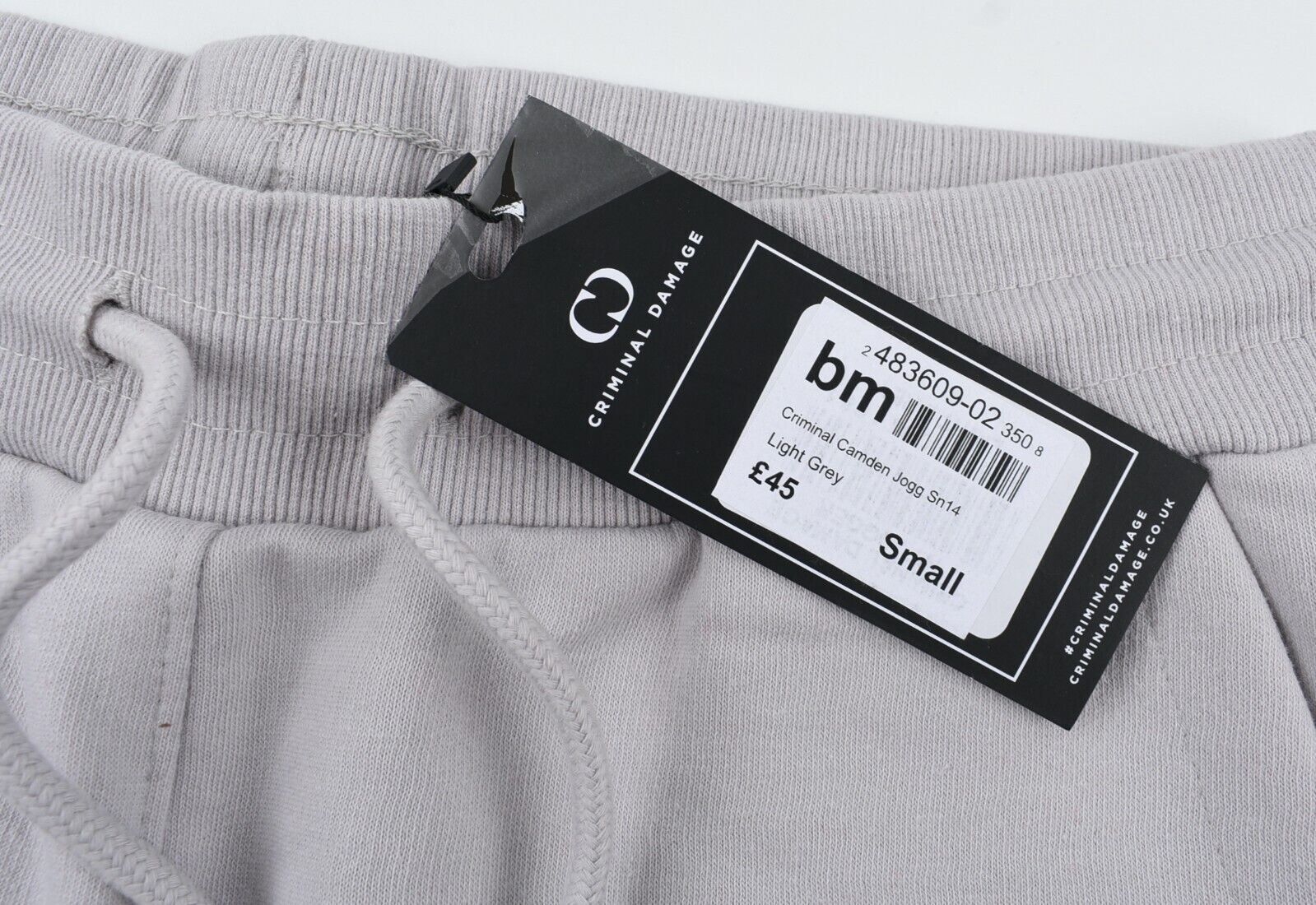 CRIMINAL DAMAGE Men's CAMDEN Cuffed Joggers, Light Grey, size S