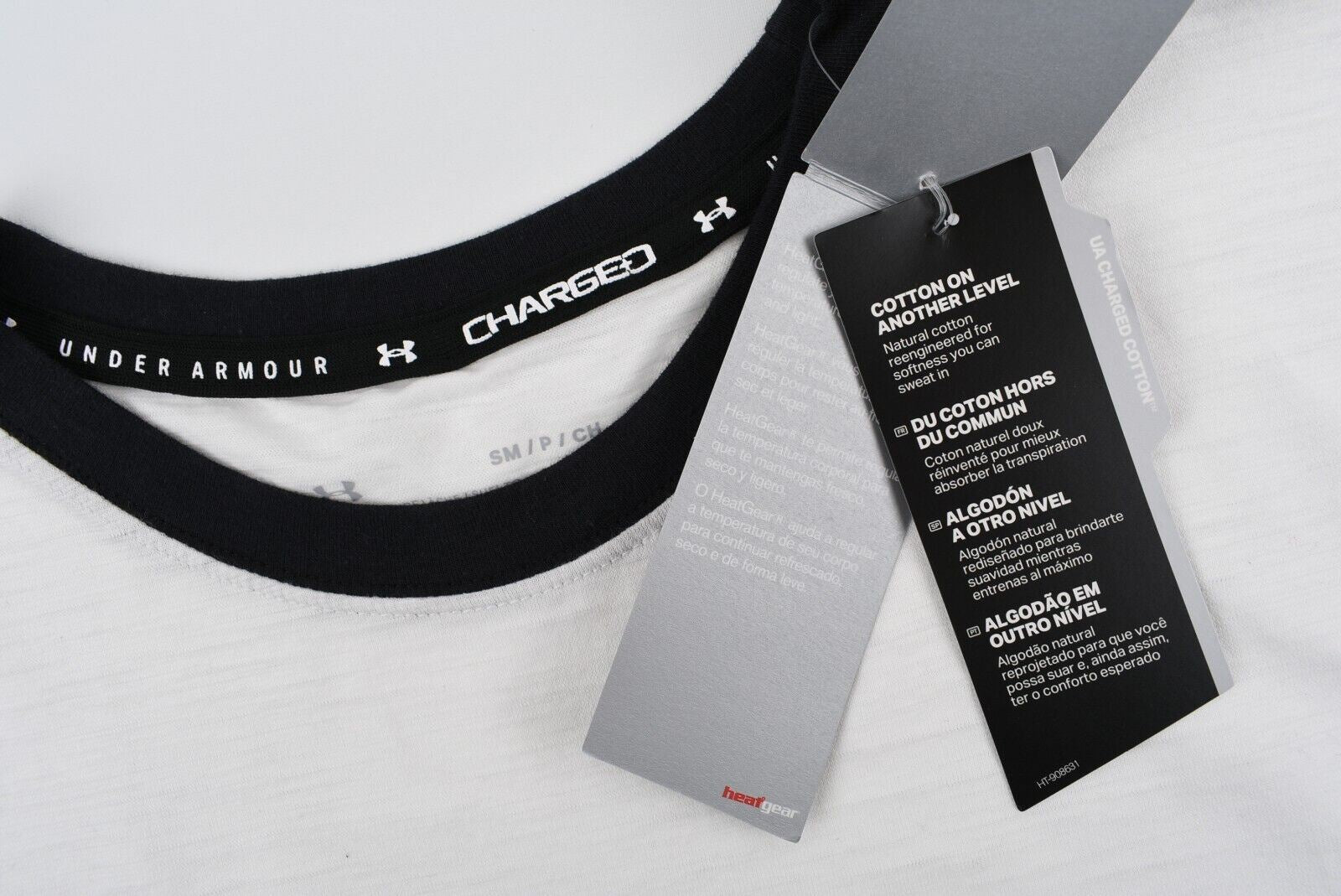 UNDER ARMOUR Women's Charged Cotton Tee, T-shirt, White/Black, size S /UK 10