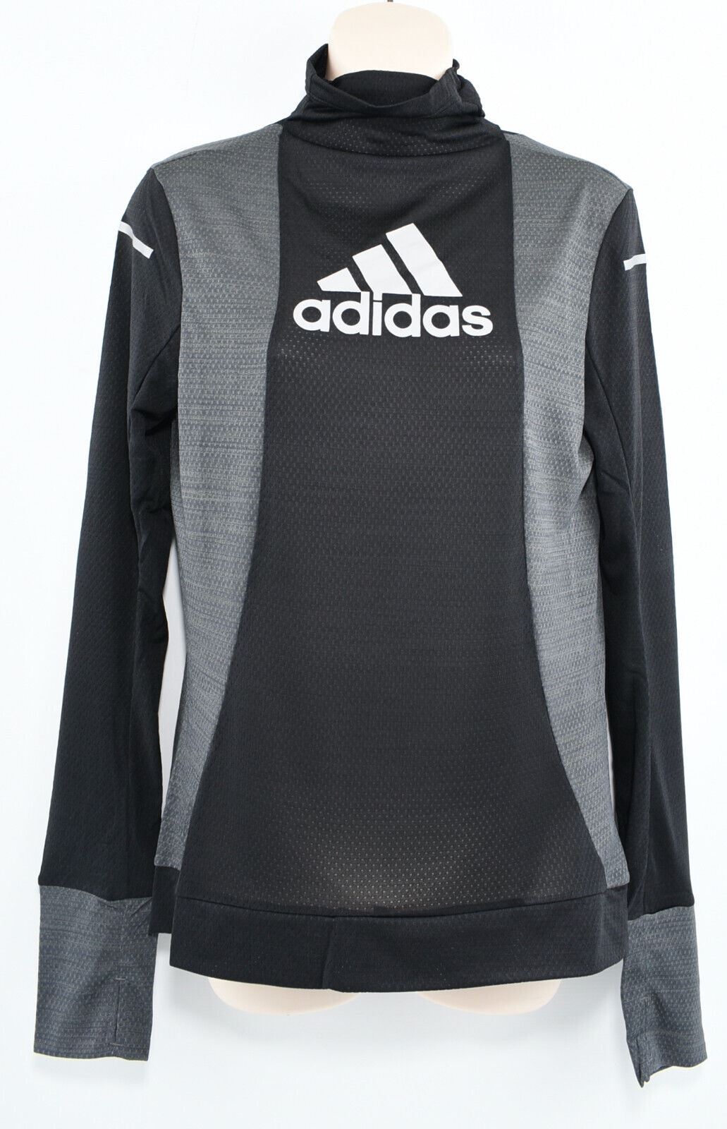 ADIDAS Women's High Neck Long Sleeve Running Top, Black/Grey, size S