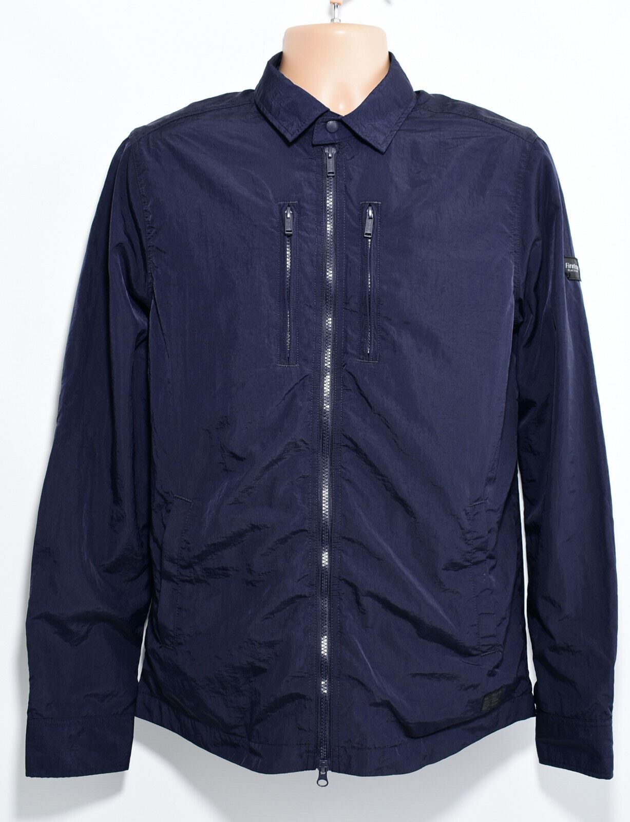 FIRETRAP BLACKSEAL Men's Shacket, Zip Shirt Jacket, Navy Blue, size M