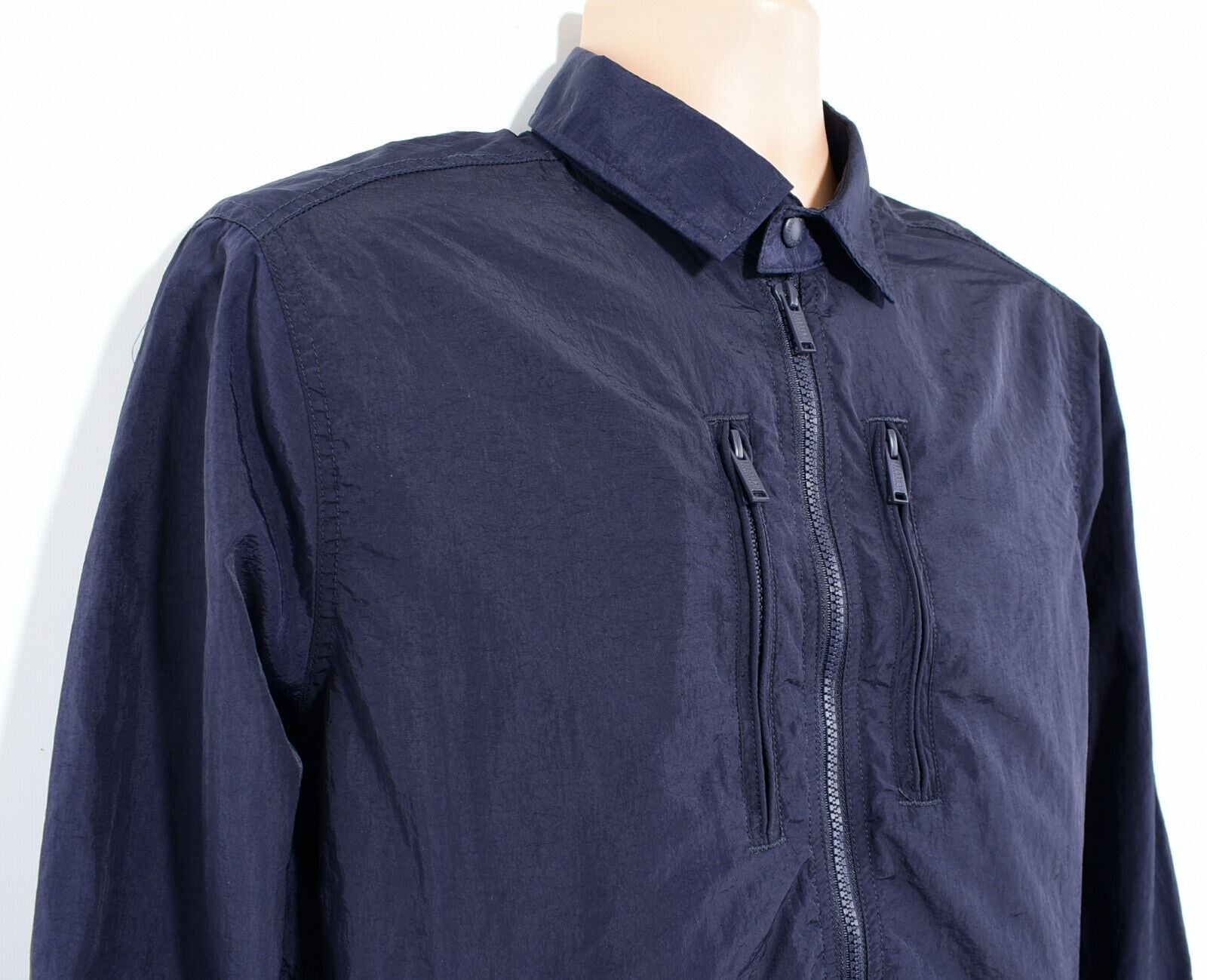 FIRETRAP BLACKSEAL Men's Shacket, Zip Shirt Jacket, Navy Blue, size M