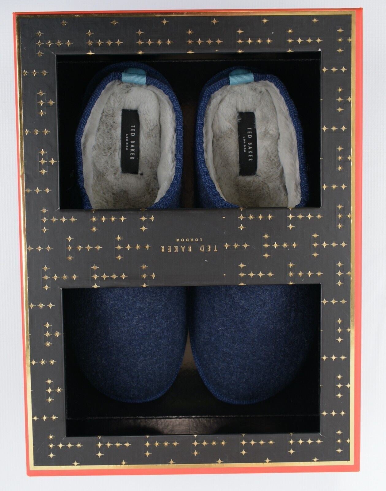 TED BAKER Men's SIMONN Felt Mulet Sole Slippers, Blue, size UK 7 /EU 1