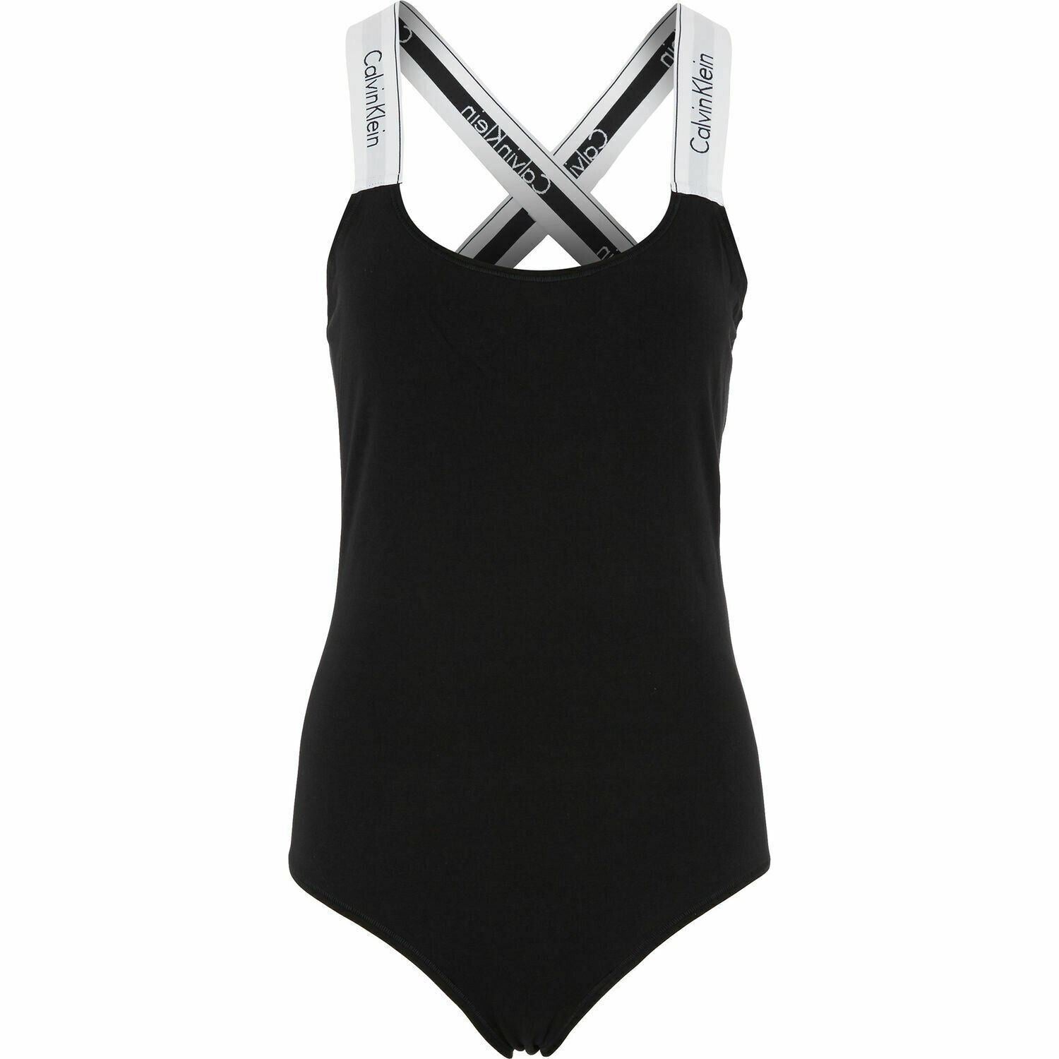 Women's Calvin Klein Black Bodysuit, size large, cotton & modal blended fabric