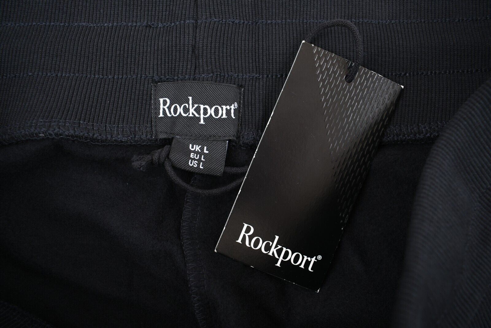 ROCKPORT Men's Cuffed Leg Joggers, 100% Cotton, Black, size LARGE