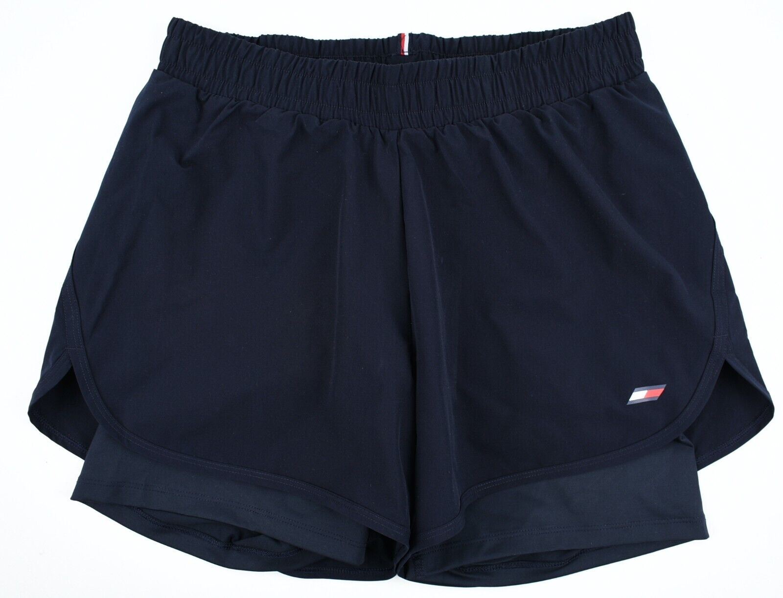 TOMMY HILFIGER Women's 2-in-1 Workout /Running Shorts, Blue, size S /UK 8-10