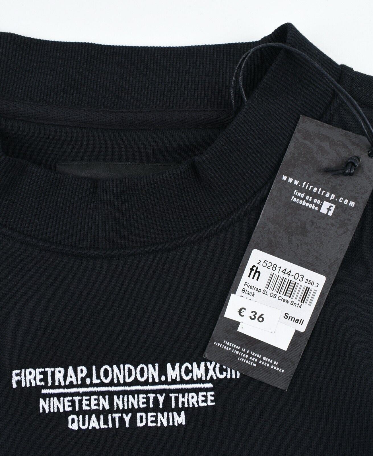 FIRETRAP Men's Crew Sweatshirt, Black, size SMALL