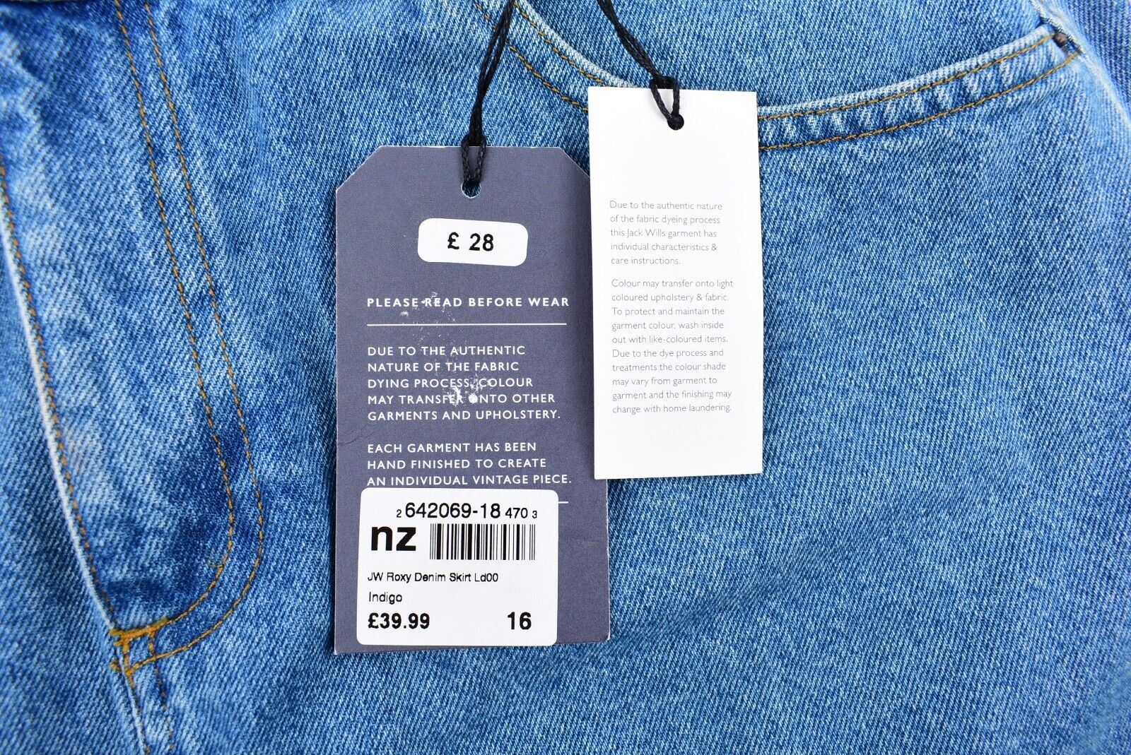 JACK WILLS Women's ROXY Denim Mini Skirt, Blue, size UK 16