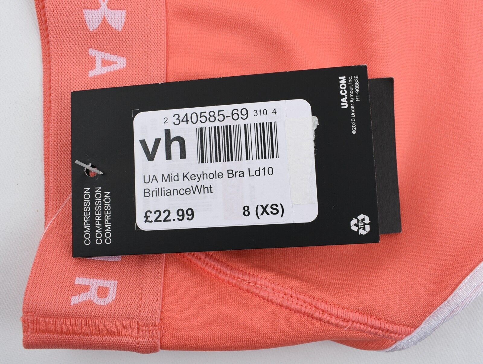 UNDER ARMOUR Women's Medium Support Keyhole Back Sports Bra, Coral, size XS