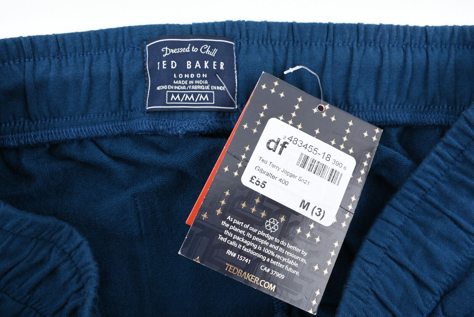 TED BAKER Men's French Terry Joggers, Lounge Pants, Gibralter Blue Ted size 3 /M