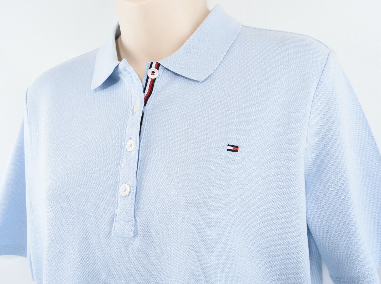 TOMMY HILFIGER Women's Classic Polo Shirt, Light Blue, size S /UK 10