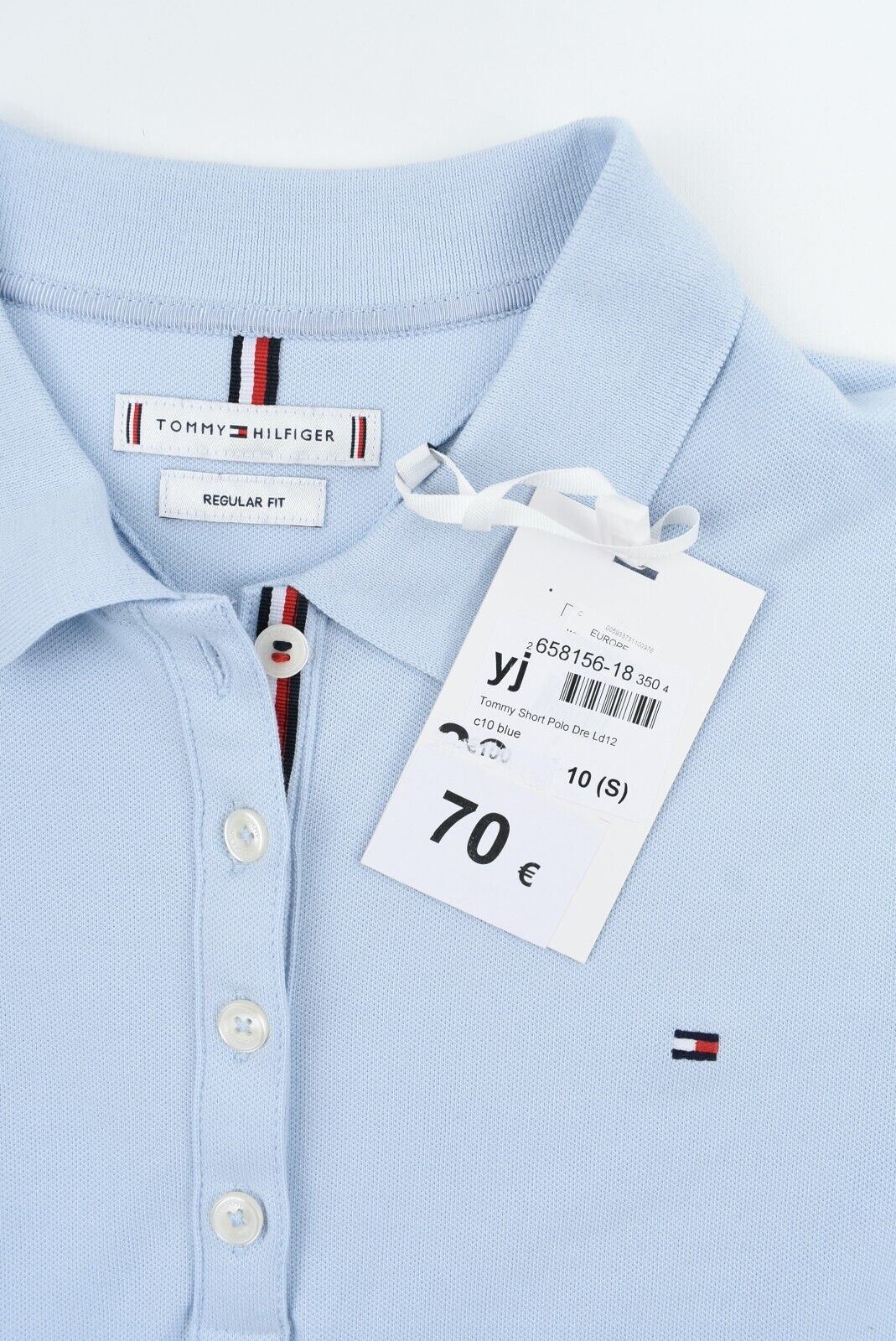 TOMMY HILFIGER Women's Classic Polo Shirt, Light Blue, size S /UK 10