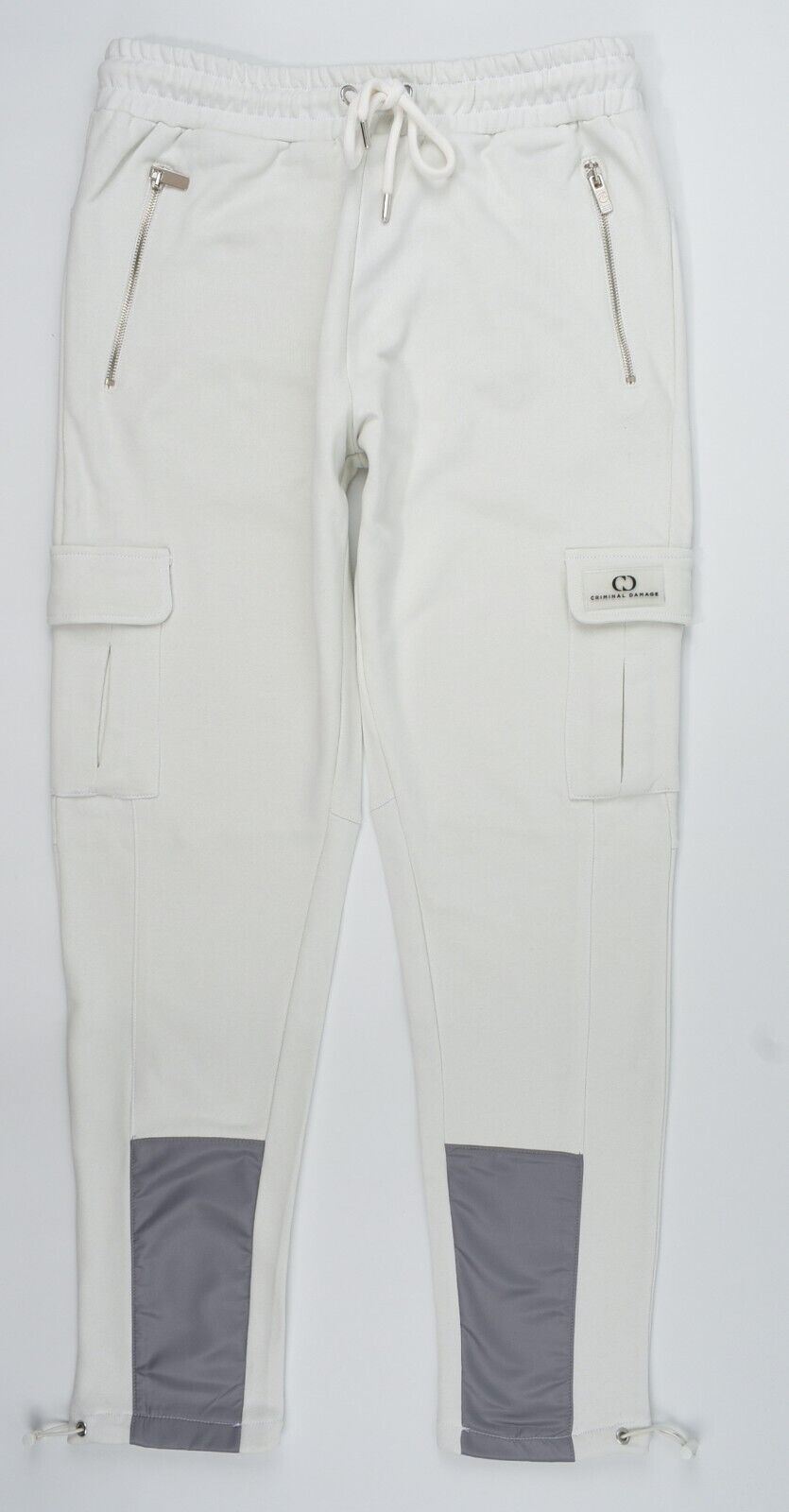 CRIMINAL DAMAGE Men's Panel Joggers, Multiple Pockets, Arctic Grey, size L