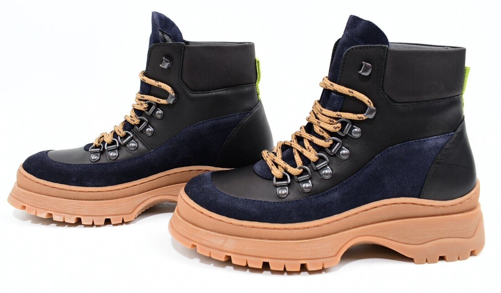 TED BAKER Women's ALLICIA Leather Suede Hiking Boots, Black/Navy Blue, size UK 6