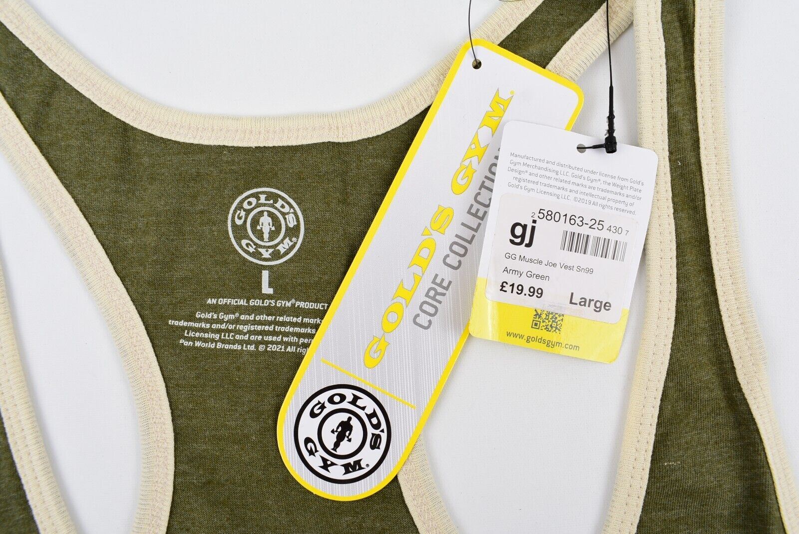 GOLD'S GYM Core Collection Men's MUSCLE JOE Vest Top, Army Green, size L