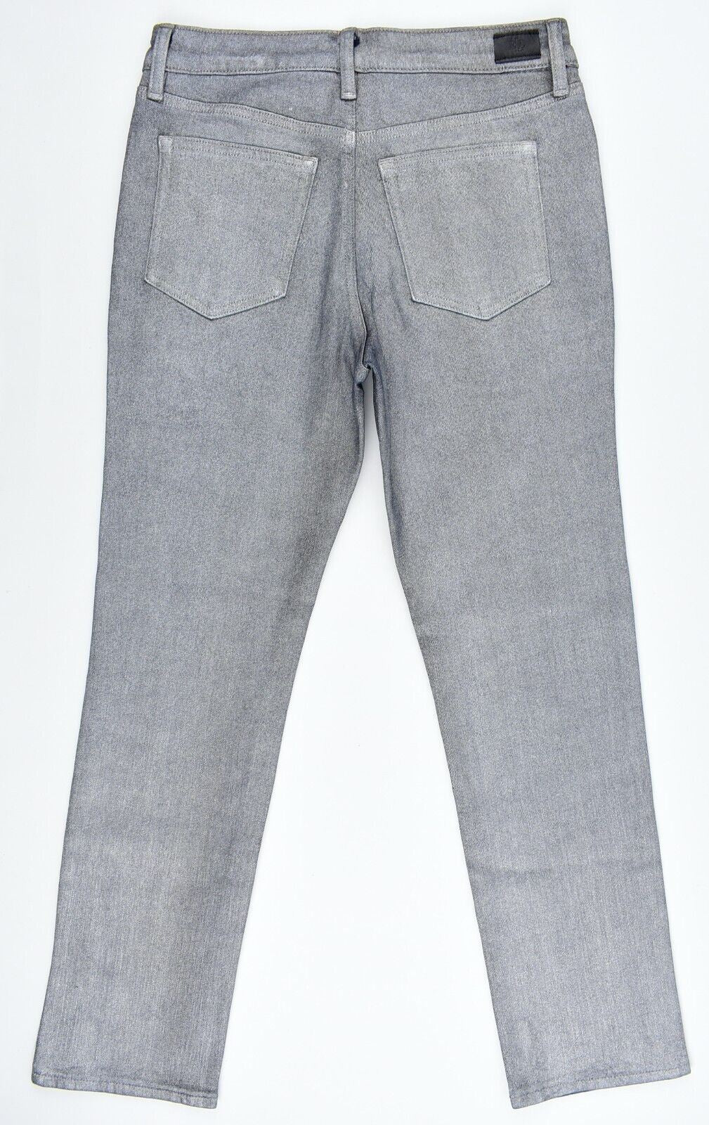 LAUREN RALPH LAUREN Women's Metallic Straight Leg Ankle Jeans, Pewter, size UK 8
