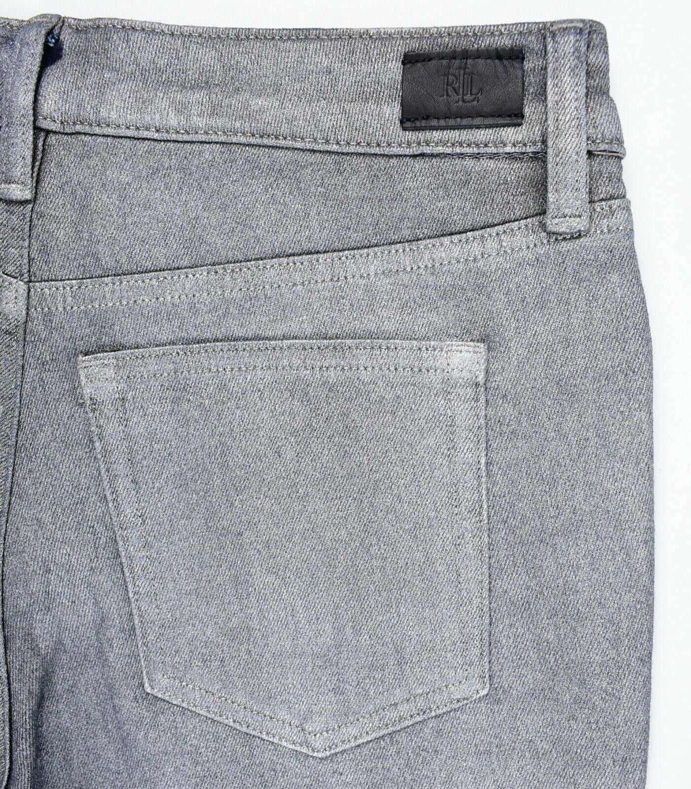 LAUREN RALPH LAUREN Women's Metallic Straight Leg Ankle Jeans, Pewter, size UK 8