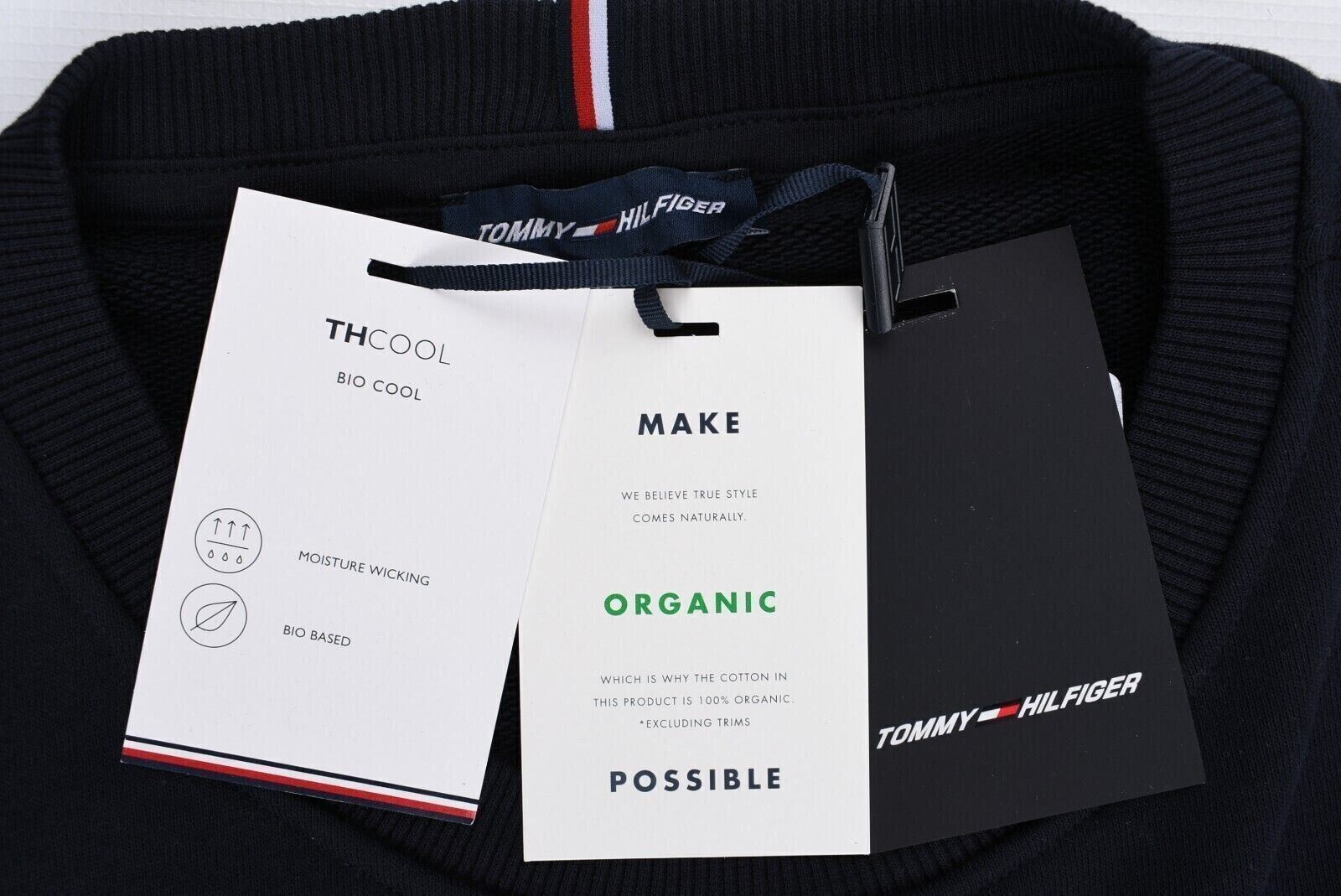 TOMMY HILFIGER Women's Tape Sleeve Crew Neck Cropped Sweatshirt, Blue, size XS