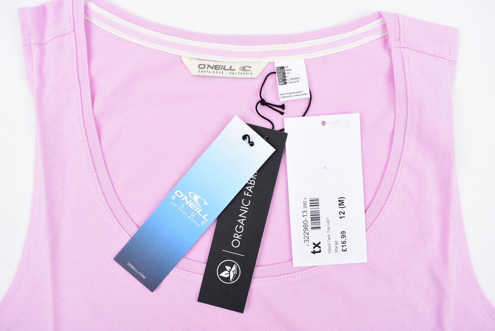 O'NEILL Women's SCARLETT Organic Cotton Tank Top, Marge Pink, size M /UK 12