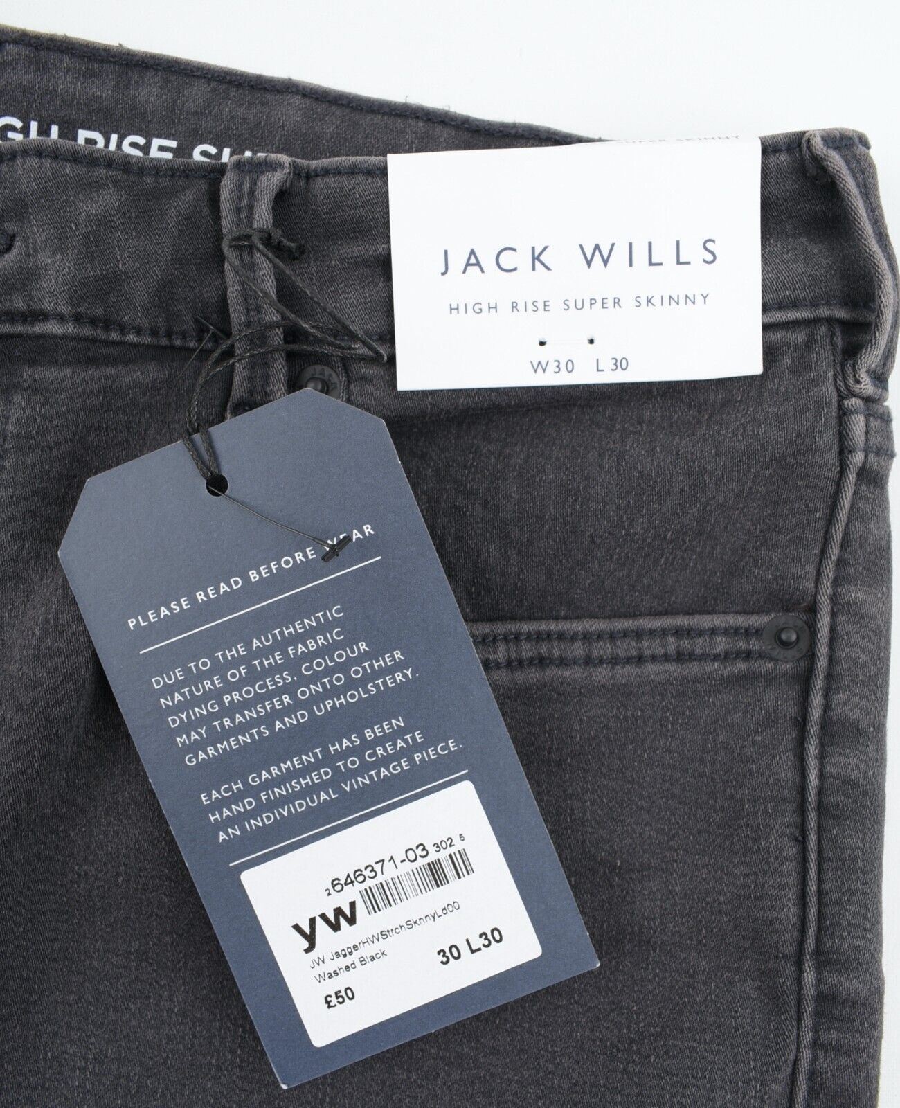 JACK WILLS Women's JAGGER High Rise Super Skinny Jeans, Black, size W30 L30