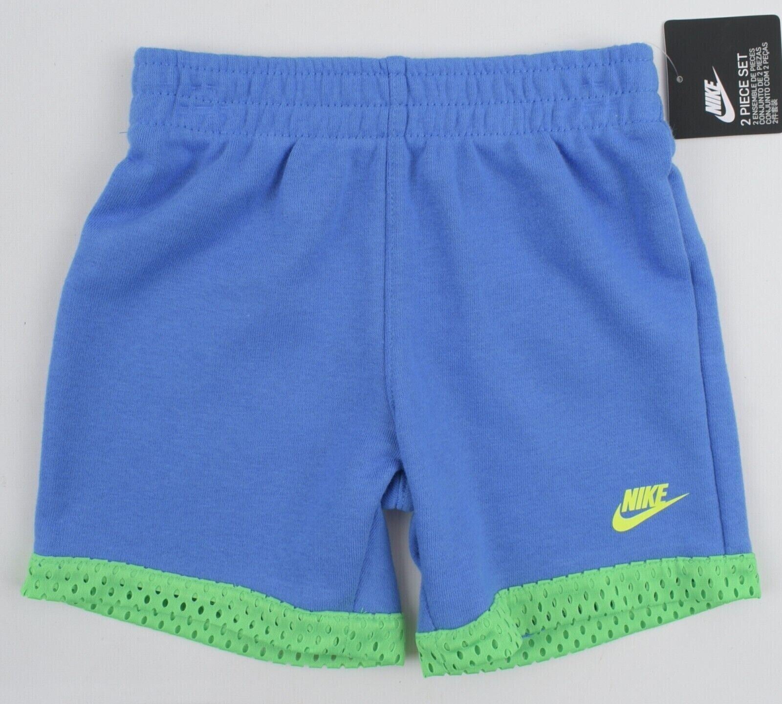 NIKE Baby Boys' 2-pc Summer Outfit Set, Top+Shorts, White/Blue, size 12 months