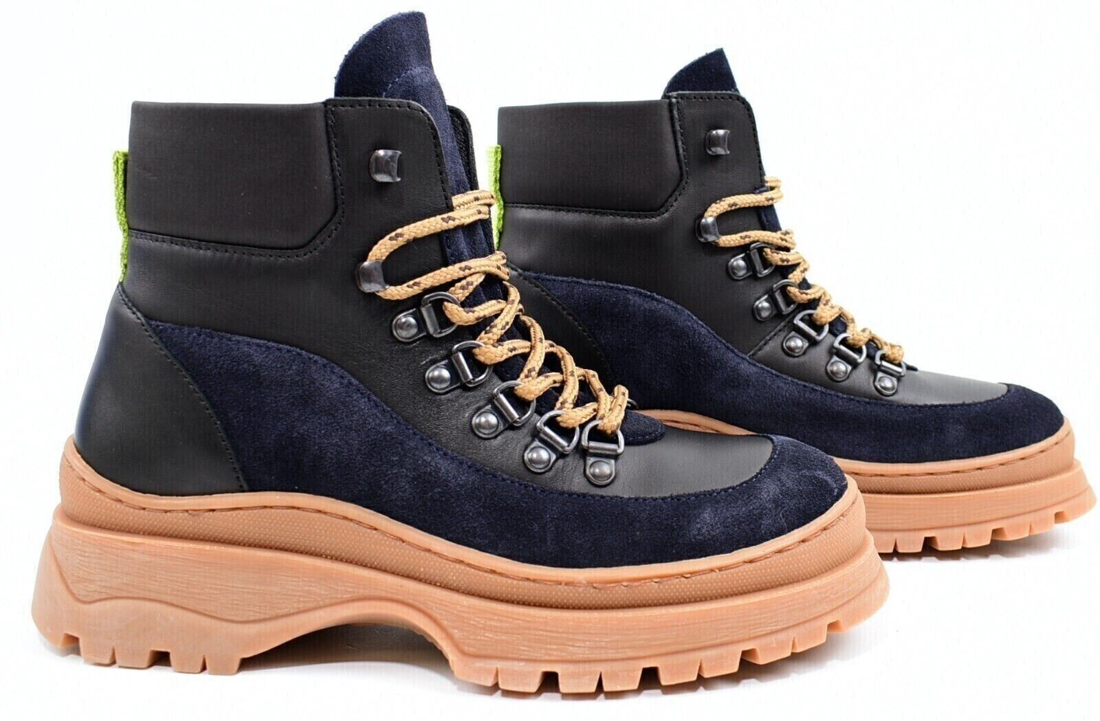 TED BAKER Women's ALLICIA Leather Suede Hiking Boots, Black/Navy Blue, size UK 5