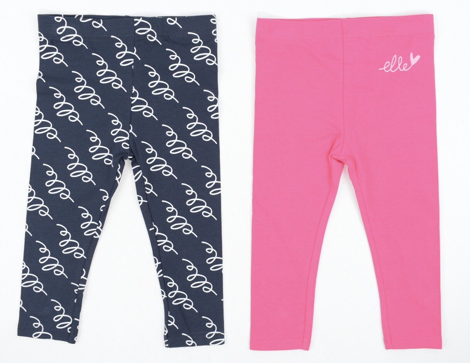 ELLE Girls' Toddler's 2-pack Cotton Leggings, Pink/Blue, size 24 months