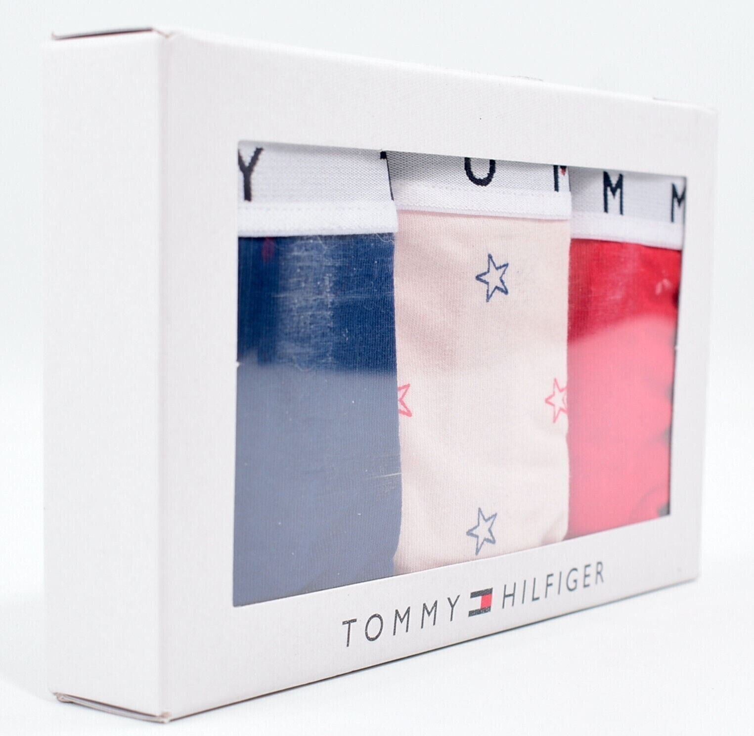 TOMMY HILFIGER Women's 3-pack Thongs Knickers Set, Navy/Pink/Red, size S /UK 10