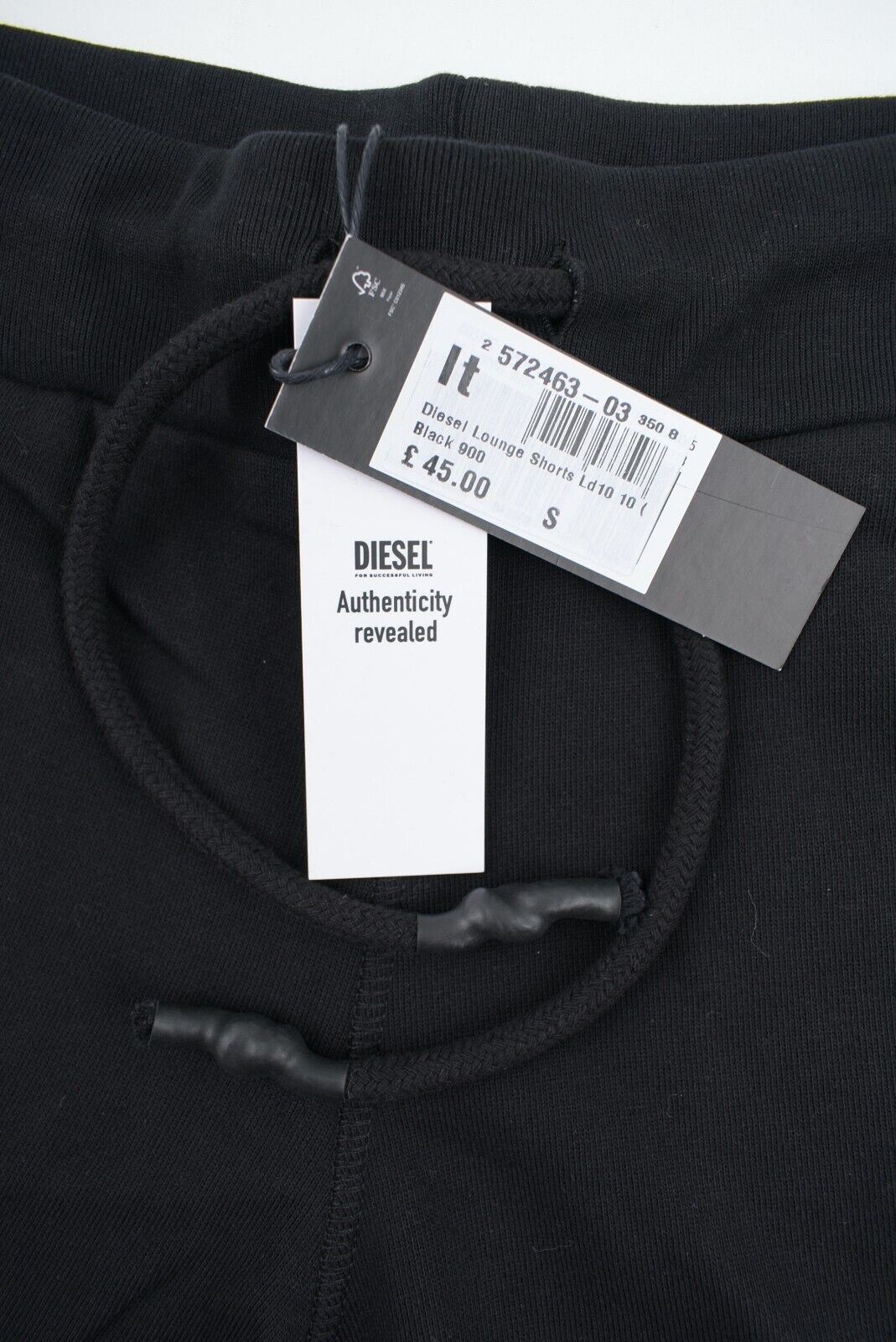 DIESEL Loungewear: Women's French Terry Sweat Shorts, Black, size S /UK 10