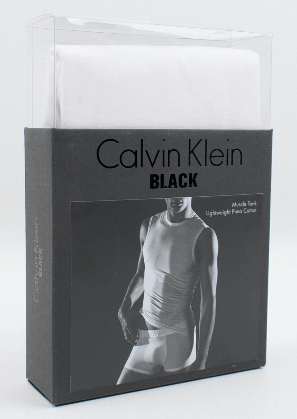 CALVIN KLEIN BLACK Men's Pima Cotton Muscle Tank Top, White, size S - BOXED