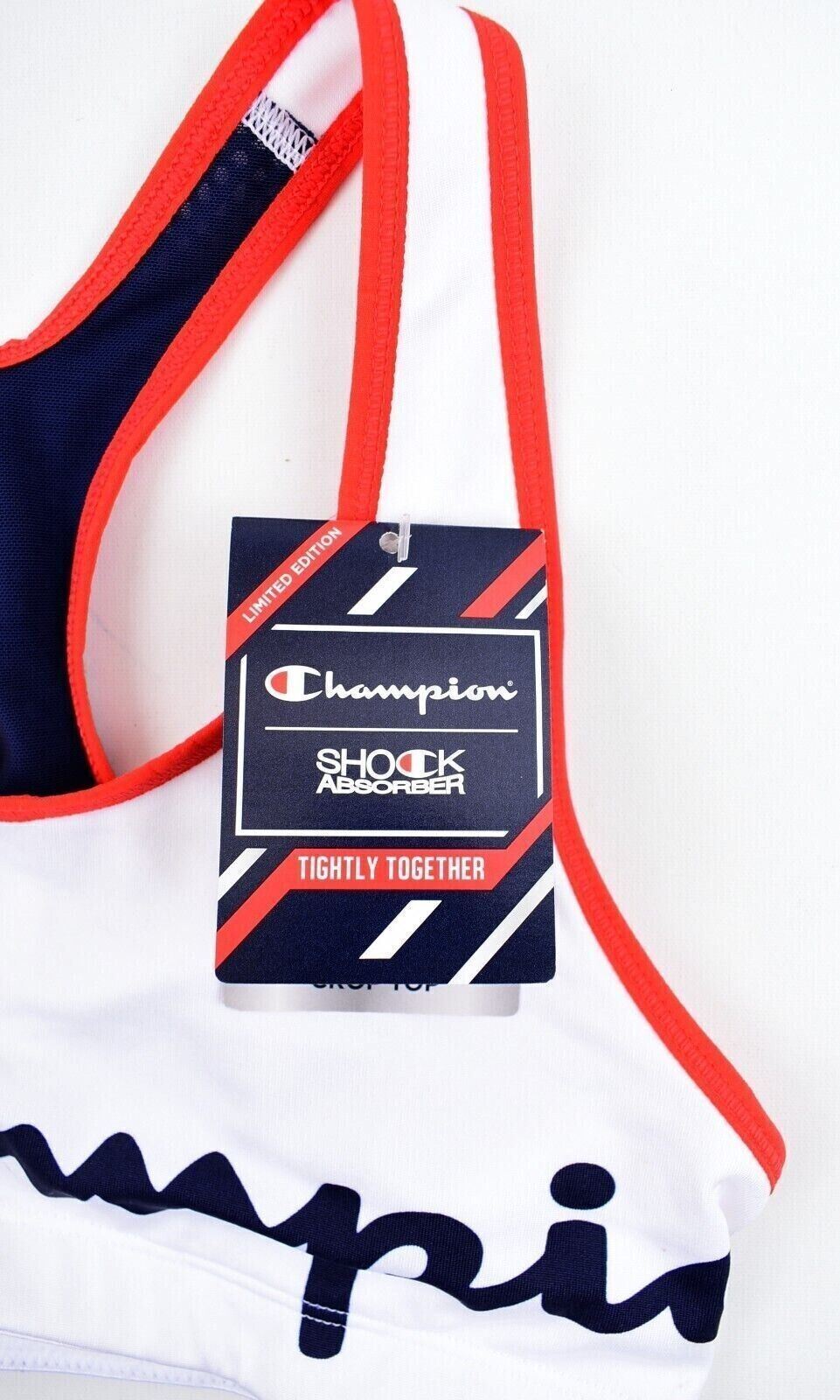 CHAMPION Womens Shock Absorber Workout Gym Crop Top, White/Multi, size XS