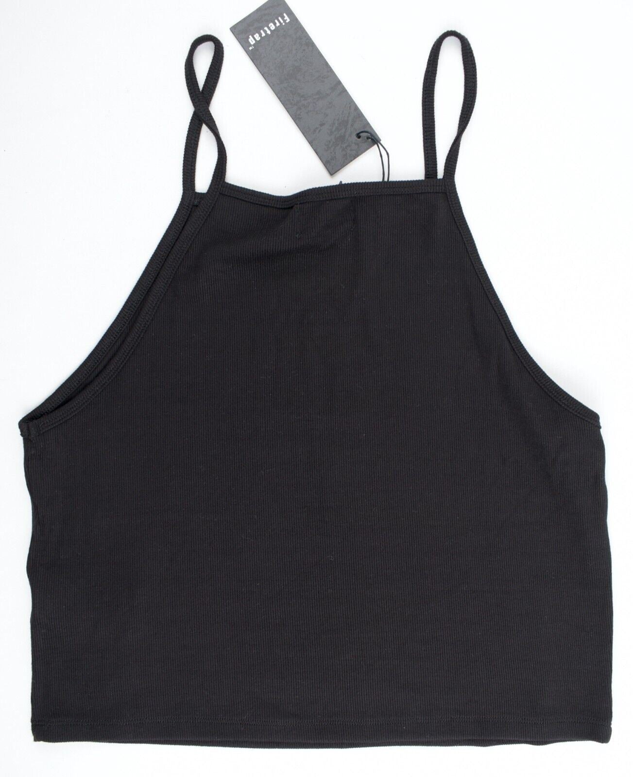FIRETRAP Womens Ribbed Cropped Vest Top, Black, size L / UK 14