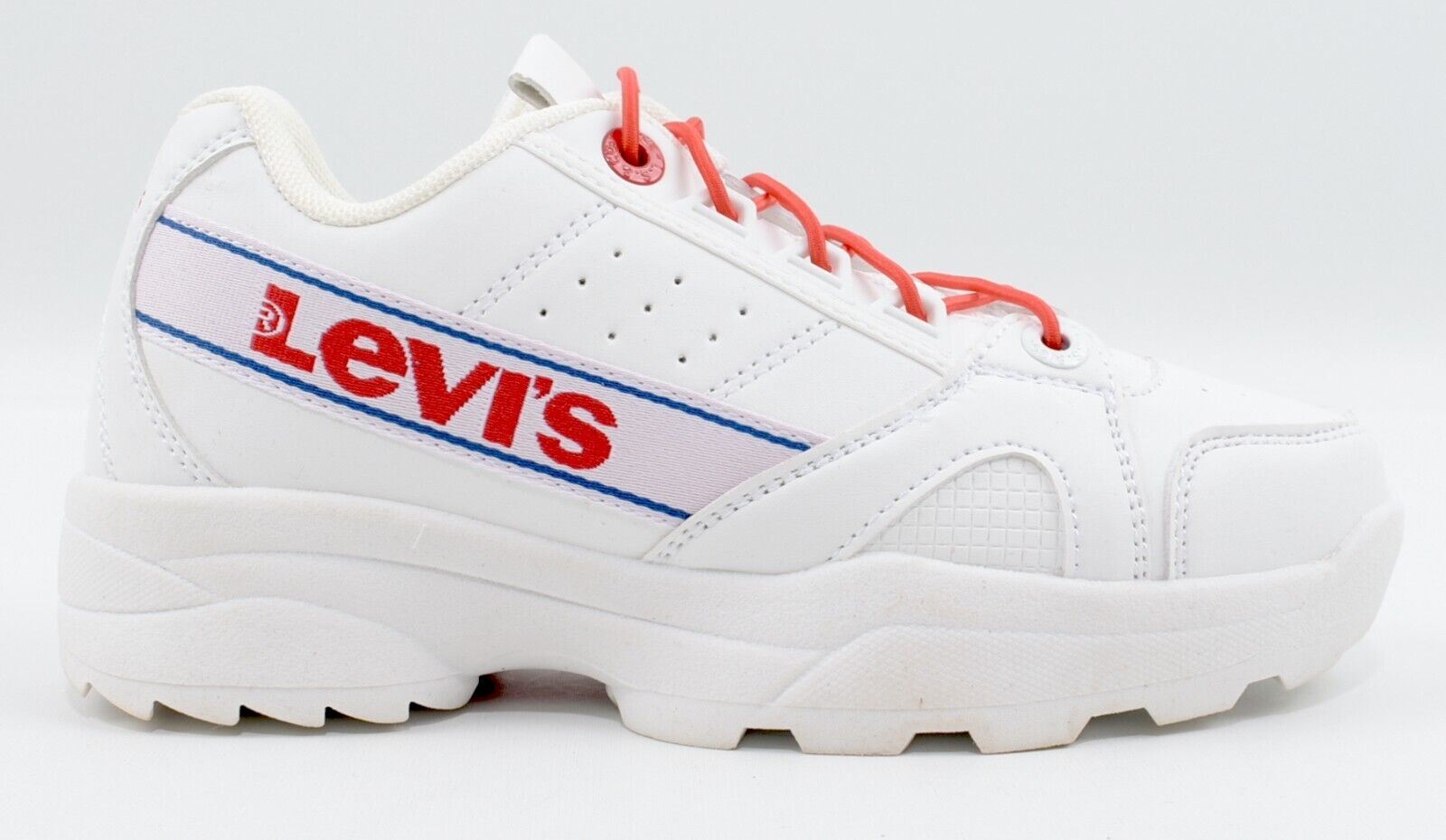 LEVI'S Kids Girls SOHO Trainers, White with Red Laces, size UK 1 / EU 33