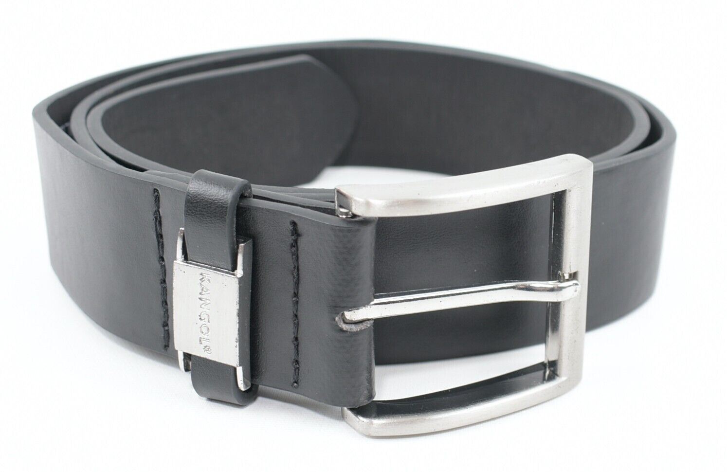 KANGOL Mens Faux Leather Belt, Black, size SMALL