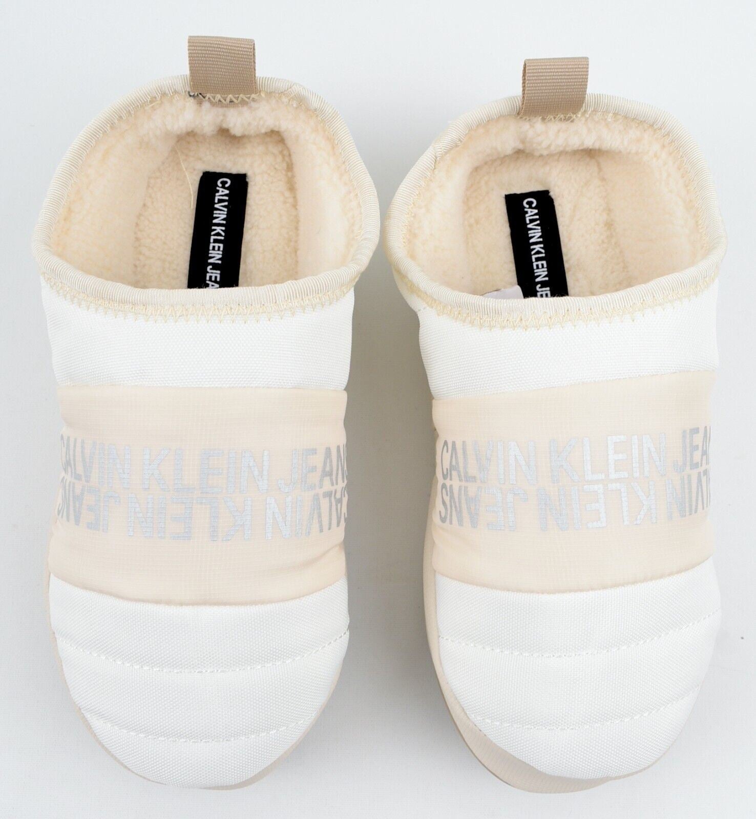 CALVIN KLEIN JEANS Womens Slippers with Warm Lining, Cream, size UK 4 / EU 37