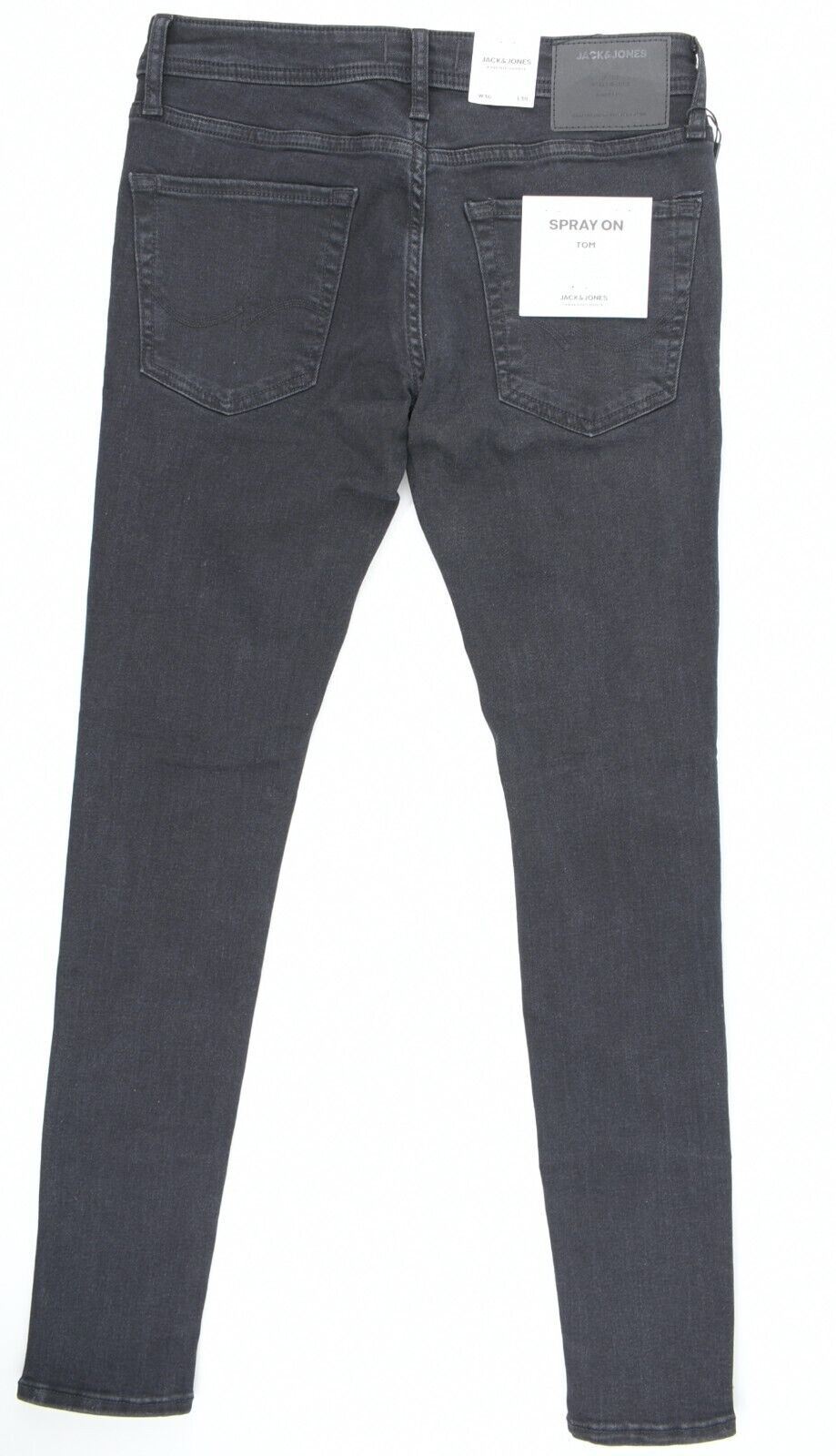 JACK & JONES Mens SPRAY ON TOM Skinny Jeans, Black, size W30 L30