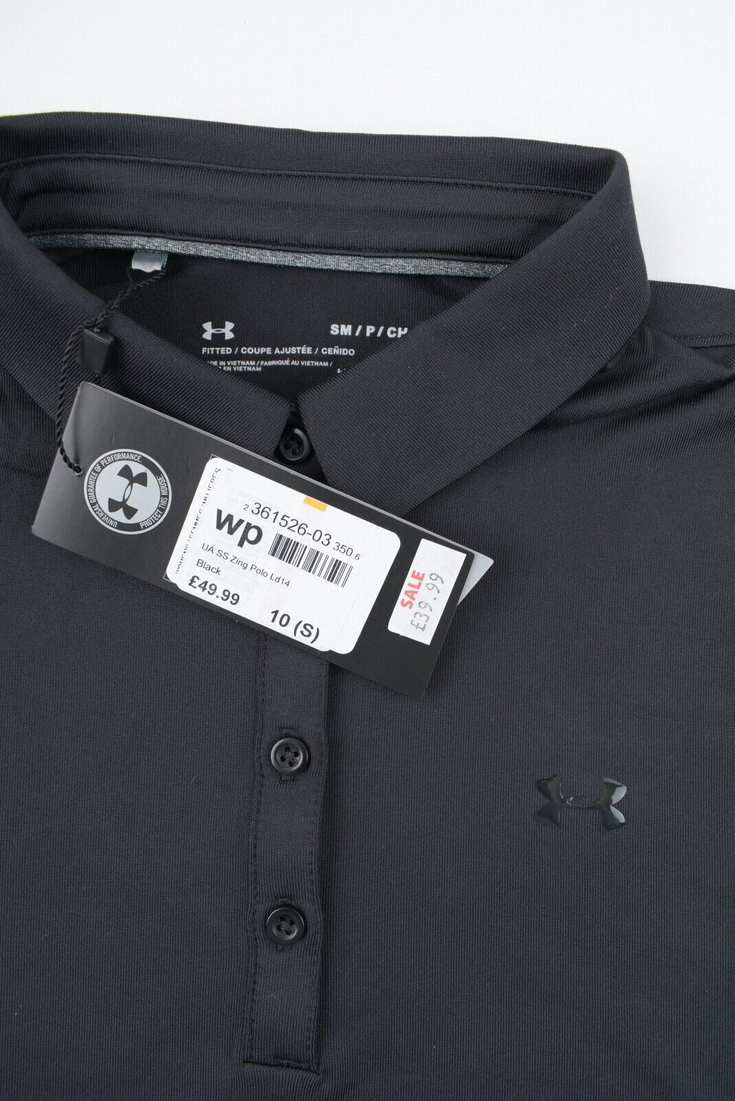 UNDER ARMOUR Womens ZINGER Polo Shirt, Fitted Style, Black, size S (UK 10)